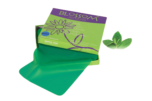 Blossom 6” x 6” Medium Green Mint Latex Dental Dam | First Choice
