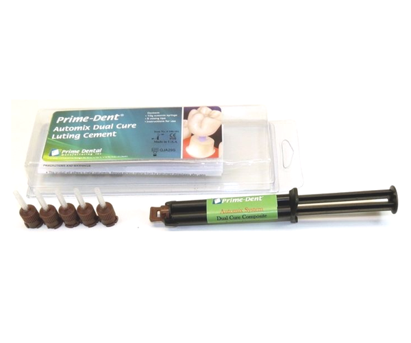 Prime-Dent Dual Cure Automix Dental Luting Cement 1 Syringe Kit - White Opaque - Packaging - Product Code 100-121