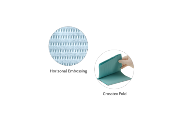Crosstex Bibs Extra Heavy Tissue W/ 1-Ply Poly - Horizontal Embossing and Crosstex Fold