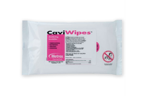 Metrex CaviWipes 7" x 9" Disposable Towelettes Flat Pack - Pack of 45 - 13-1224
