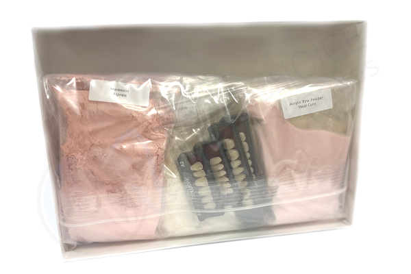 Premium Complete Denture Kit - This is a full denture kit with an upper and lower set for one person.
