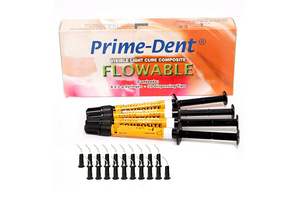 Prime-Dent Flowable Light Cure Dental Composite 4 Syringe Kit with 20 Tips - First Choice Dental Supplies