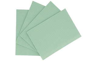 House Brand Dental Patient Green Bibs 13" x 18" 2-Ply Paper/1-Ply Poly, Plain - First Choice Dental Supplies