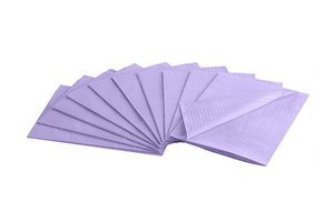 House Brand Dental Patient Lavender Bibs 13" x 18" 2-Ply Paper/1-Ply Poly, Plain - First Choice Dental Supplies