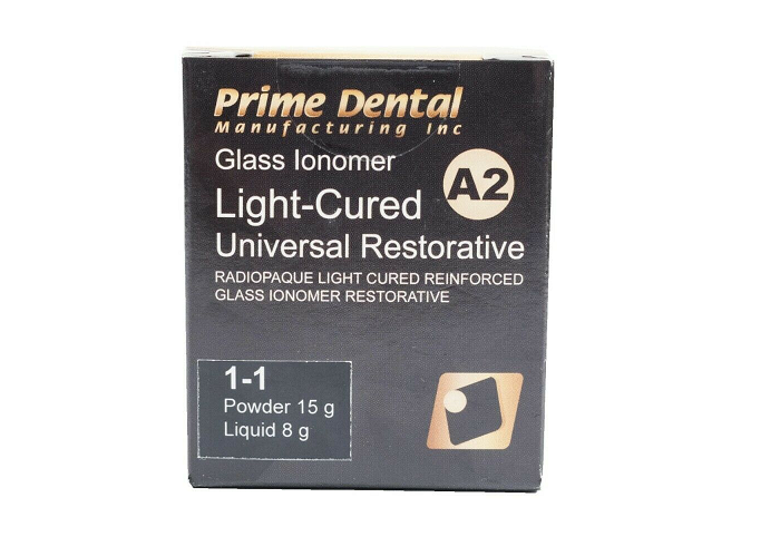 Prime-Dent Glass Ionomer Light Cured Universal Restorative Cement Kit - A2 Shade 000-185 - First Choice Dental Supplies