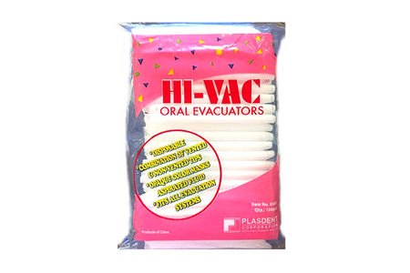 Plasdent Hi-Vac White Oral Evacuators - Bag of 100